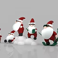 Inflatable Santa Figures Wearing Hats Glasses In Various Poses With Candy Canes Snow Piles 3d model