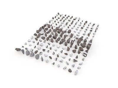 Various Wood And Stone Pieces In Different Shapes And Sizes On White Background 3d model