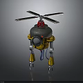 Advanced Space Exploration Robot With Aerial Propeller And Yellow Legs For Lunar Missions