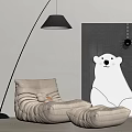 Cream Lazy Sofa Lazy Sofa Side 3d model