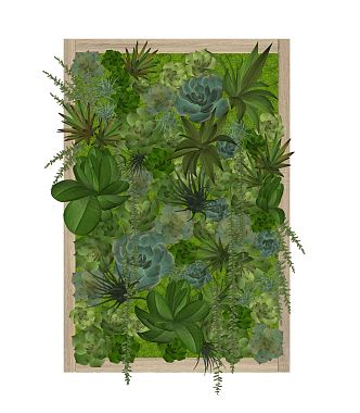 Modern Green Plant Wall Plant Wall Fleshy Green Plant Wall 3d model