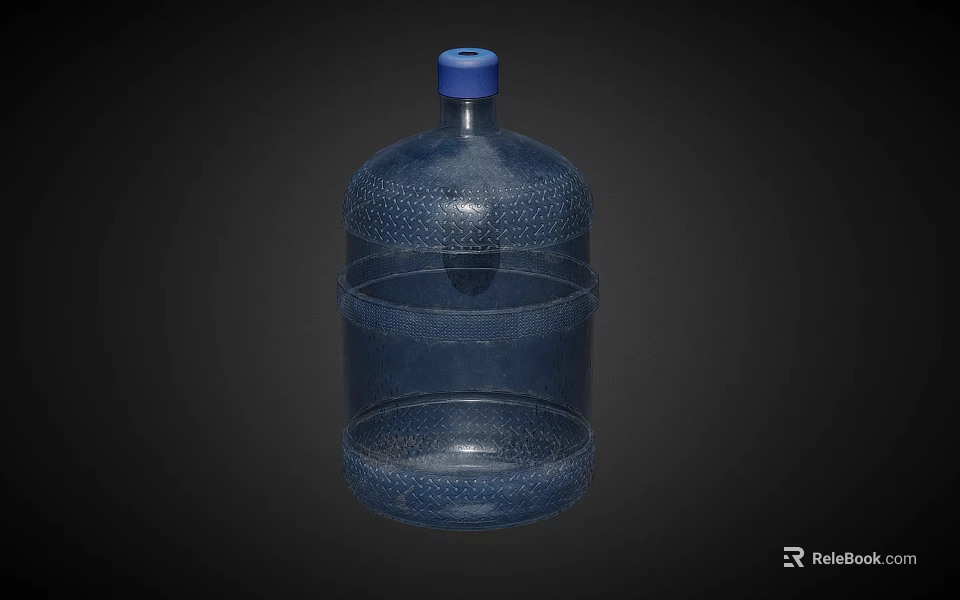 Large Capacity Transparent Plastic Water Bottle With Blue Cap And Textured Surface 3d model 