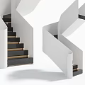 Modern Spiral Staircase Design With White Frame And Black Steps Interior Feature 3d model