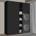Modern Balcony Cabinet Design With Washing Machine And Storage Shelves