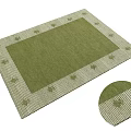 Green Square Rug With Beige Border Star Patterns And Matching Round Rug 3d model