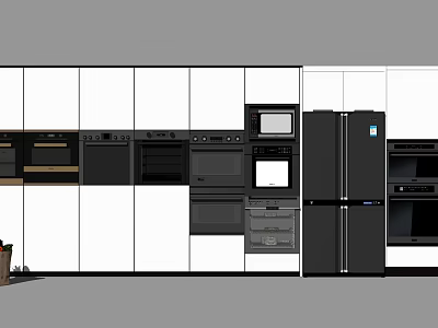 Modern Kitchen Interior Design With Black White Cabinets And Appliances 3d model