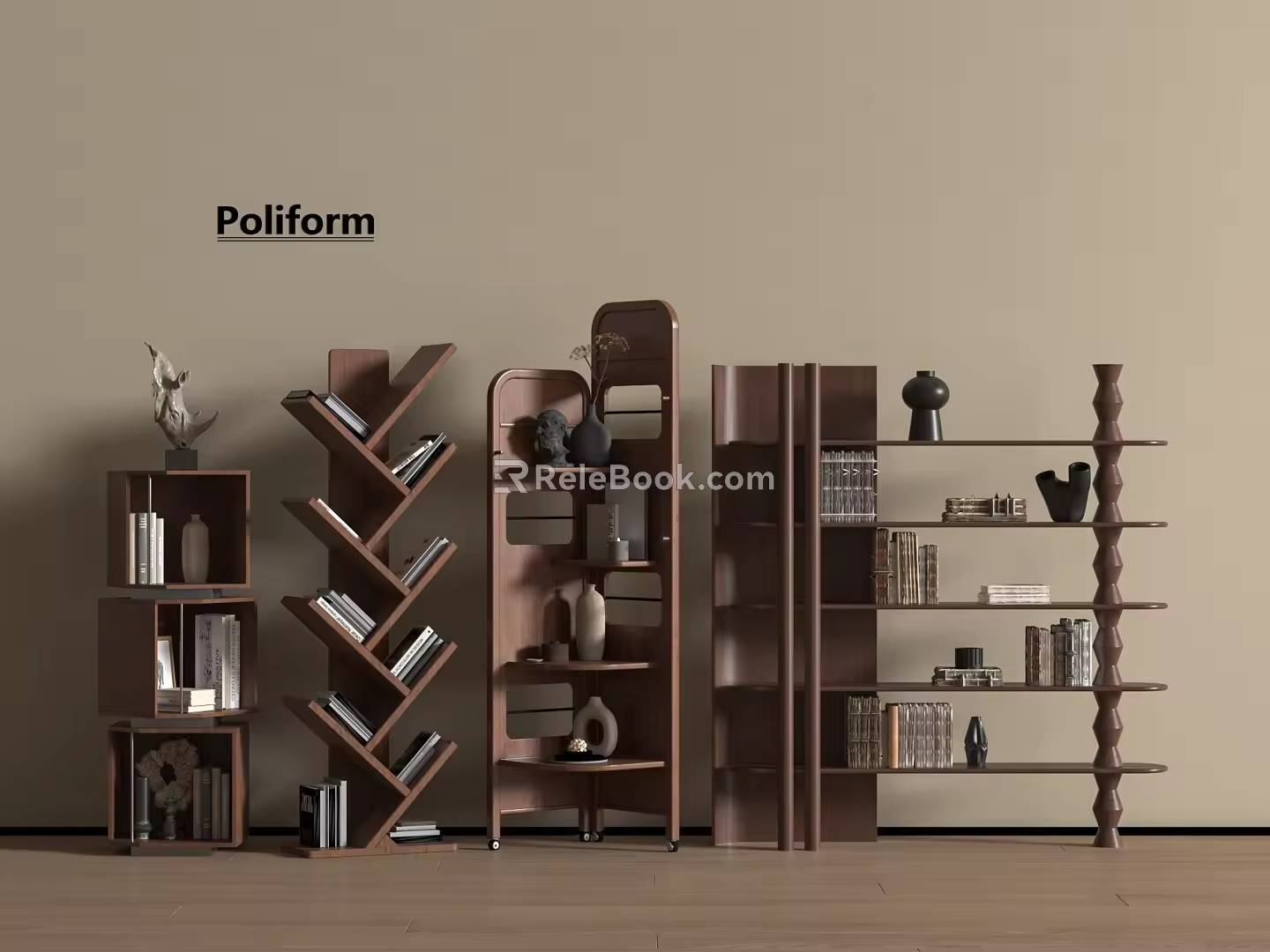 Middle Ancient Bookshelf Floor Bookshelf Magazine Rack Newspaper Rack Storage Rack Decorative Rack 3d model