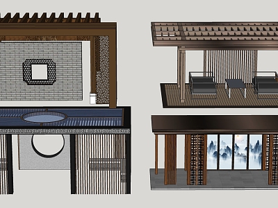 New Chinese style pavilion combination model