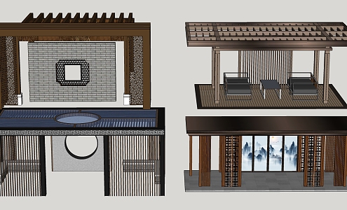 New Chinese style pavilion combination 3d model