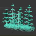 Clustered Bamboo Plants Growing In Rectangular Planter With Tall Pot 3d model