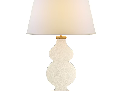 Elegant White Table Lamp With Gourd Shaped Ceramic Base And Gold Accents 3d model