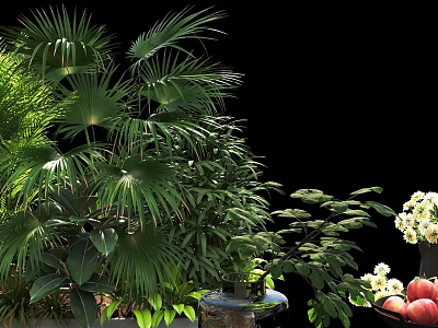 Lush Green Shrubs With Various Leafy Plants And Natural Foliage 3d model