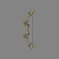 Sleek Bow Weapon Featuring Golden Black Structure and Modern Design Details 3d model