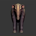 Realistic 3D Elephant Model With Pinkish Purple Textured Skin And Ivory Tusks On Dark Background
