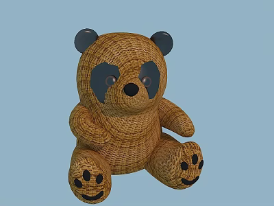 Woven Brown Bear Garden Decoration With Black Ears And Smiley Patterns 3d model