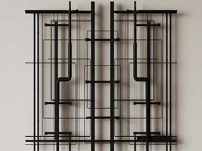 Industrial Metal Pipes Structure Design With Geometric Arrangement And Black Finish 3d model