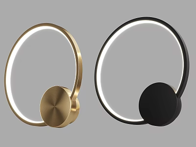 Modern Minimalist Round Illuminated Wall Lamps In Gold And Black Finish 3d model