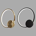 Modern Minimalist Round Illuminated Wall Lamps In Gold And Black Finish