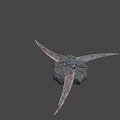 Industrial Equipment With Mechanical Geometric Design Gray Metallic Body And Bladed Components