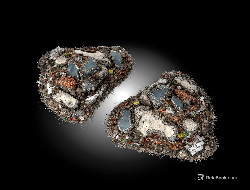 Two Detailed Textured Rock Specimens With Mixed Minerals And Natural Patterns 3d model 