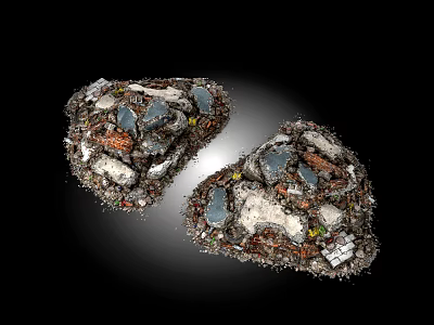 Two Detailed Textured Rock Specimens With Mixed Minerals And Natural Patterns 3d model