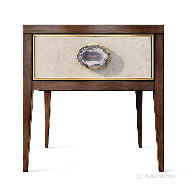 Elegant Modern Wooden Chest of Drawers with Light Colored Panel Agate Handle and Slender Legs 3d model 