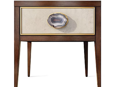 Elegant Modern Wooden Chest of Drawers with Light Colored Panel Agate Handle and Slender Legs 3d model