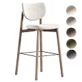 Modern Wooden Bar Stool With Upholstered Seat And Multiple Color Options