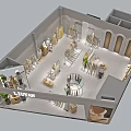 LITVAN Clothing Store Interior Design With Display Racks Clothes And Green Plants