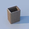 Wooden Square Storage Container With Vertical Striped Design For Daily Home Use