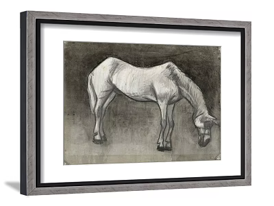 Detailed Horse Animal Painting In Sketch Style With Gray Framed Artwork For Home Decor 3d model