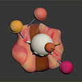 Cute Melting Ice Cream Cone With Cherry Orange Pink Lollipops And Red Drizzle