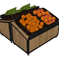 Fresh Fruits Display Stand With Juicy Apricots And Green Grapes