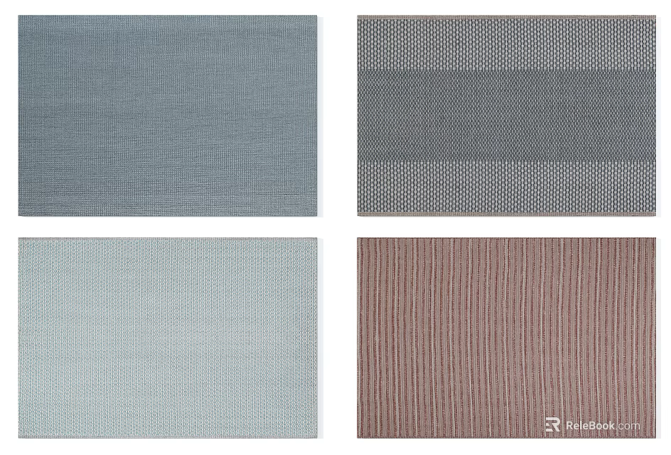 Square Rugs With Woven Texture Multiple Colors And Striped Geometric Patterns 3d model