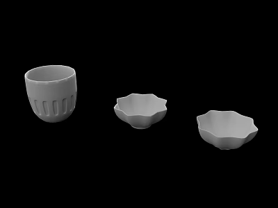White Ceramic Wine Bottles And Glasses On Black Background Modern Design 3d model