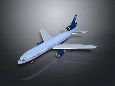 Transavia Airlines Airplane Model With White Blue Fuselage Wings Tail And Engines On Gray Background 3d model