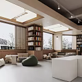 Contemporary Tea Shop Interior With Wooden Counter Bar Stools Display Shelves And Wall Decor