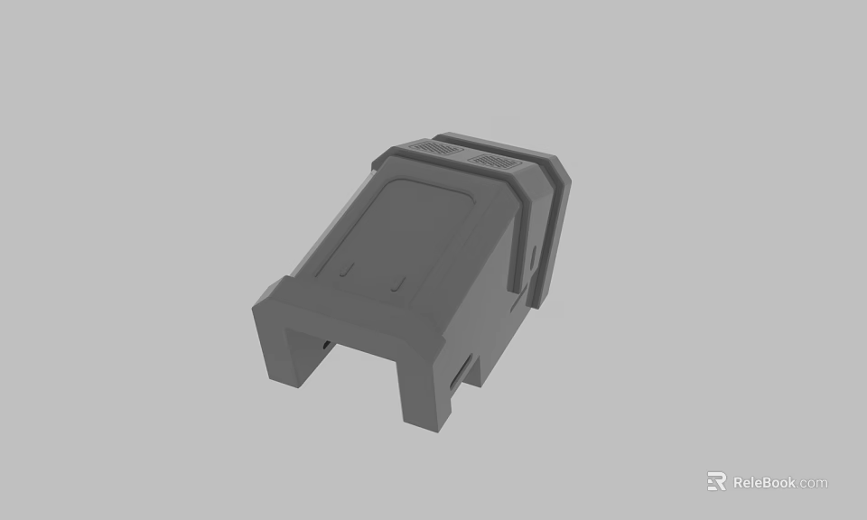 Detailed Gray 3D Model of Mechanical Part with Structural Design Elements 3d model 