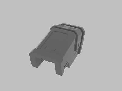Detailed Gray 3D Model of Mechanical Part with Structural Design Elements 3d model