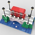 LEGO toy building blocks double decker bus small bridge river duck 3d model