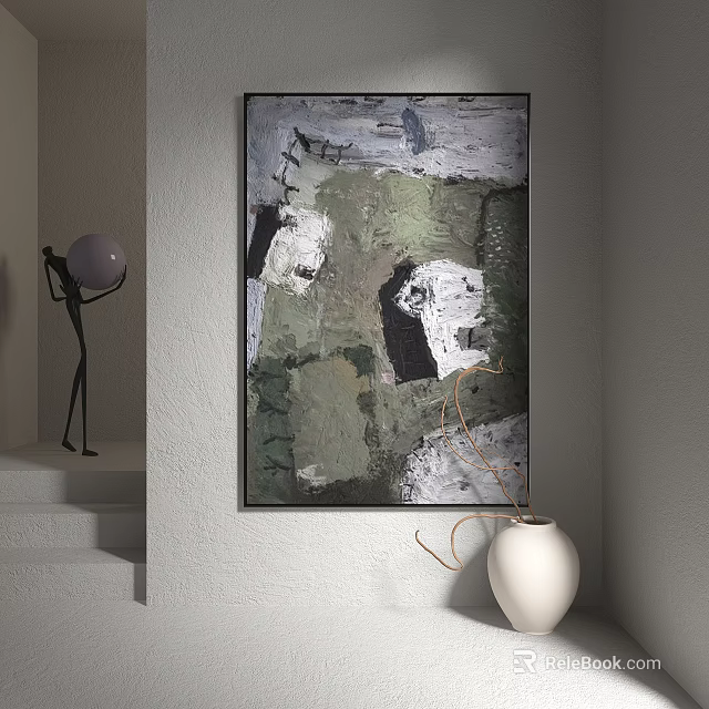 Abstract Painting As Wall Decor In Modern Space 3d model