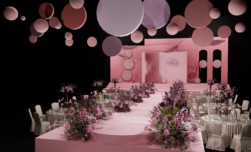 Pink Romantic Wedding Modern Wedding Scene 3d model