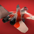 Red And White Fighter Jet With Open Cockpit On Red Background 3d model