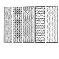 Black And White Decorative Room Dividers Featuring Five Geometric Lattice Patterns 3d model