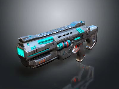 Futuristic Sci Fi Weapon With Glowing Blue And Red Accents And Modern Design Features 3d model