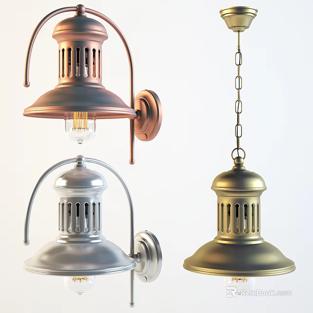 Copper Silver And Gold Metallic Pendant Lights Modern Style Decorative Home Lighting Design 3d model 