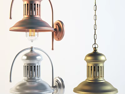 Copper Silver And Gold Metallic Pendant Lights Modern Style Decorative Home Lighting Design 3d model