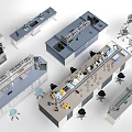 Modern Scientific Laboratory Workstations With Various Equipment And Seating Setup 3d model