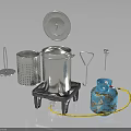 Practical Kitchen Supplies Featuring Stainless Steel Steamer Blue Gas Cylinder Metal Strainer And Stand