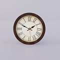 Round Decorative Clock With Wooden Frame Roman Numerals And White Dial